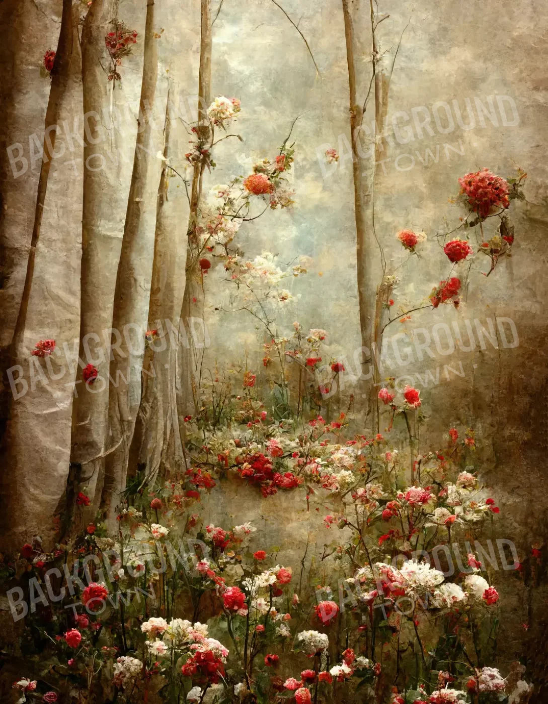 Forest Of Poppys 6X8 Fleece ( 72 X 96 Inch ) Backdrop