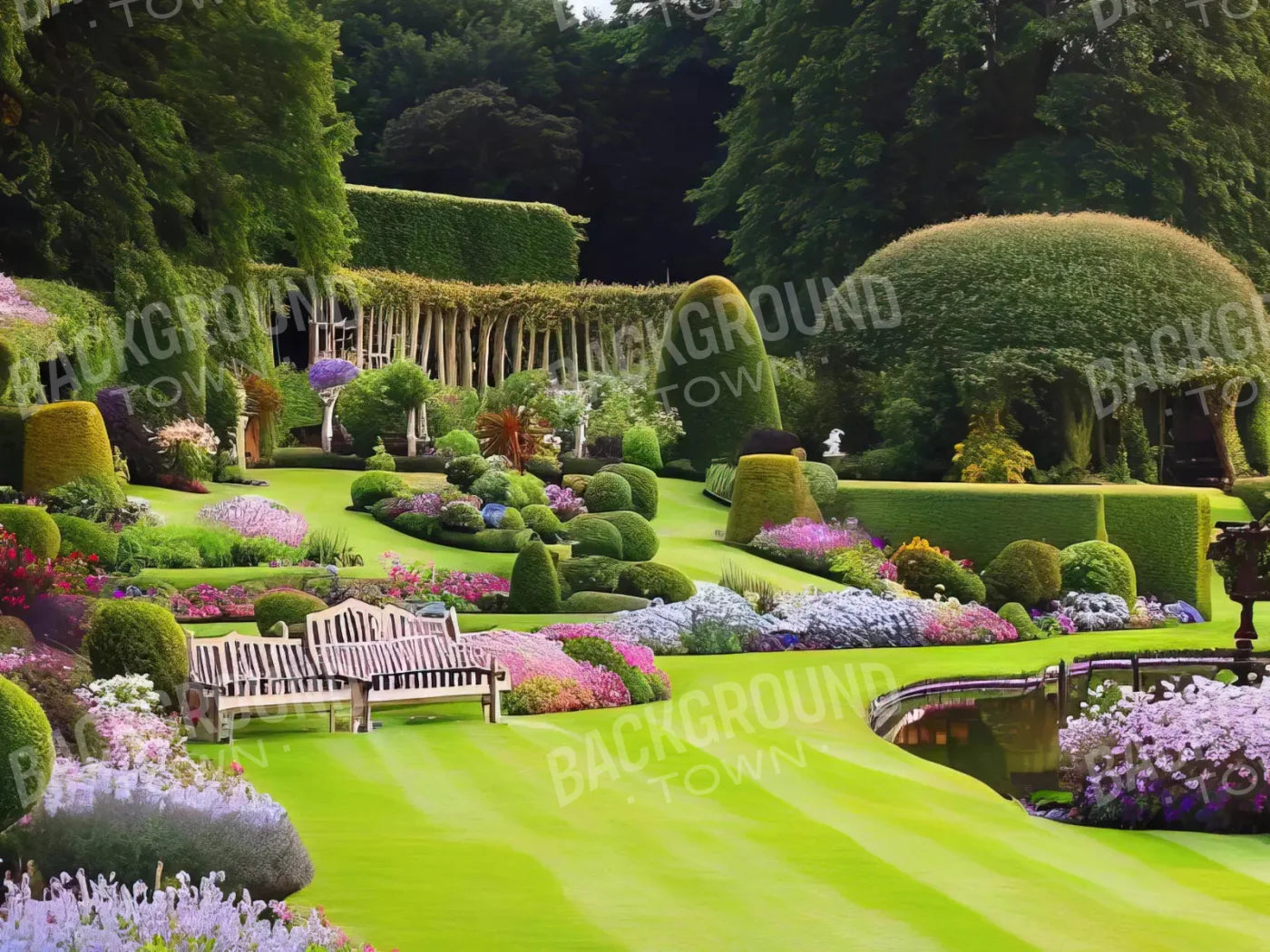 Formal Gardens 7X5 Ultracloth ( 84 X 60 Inch ) Backdrop