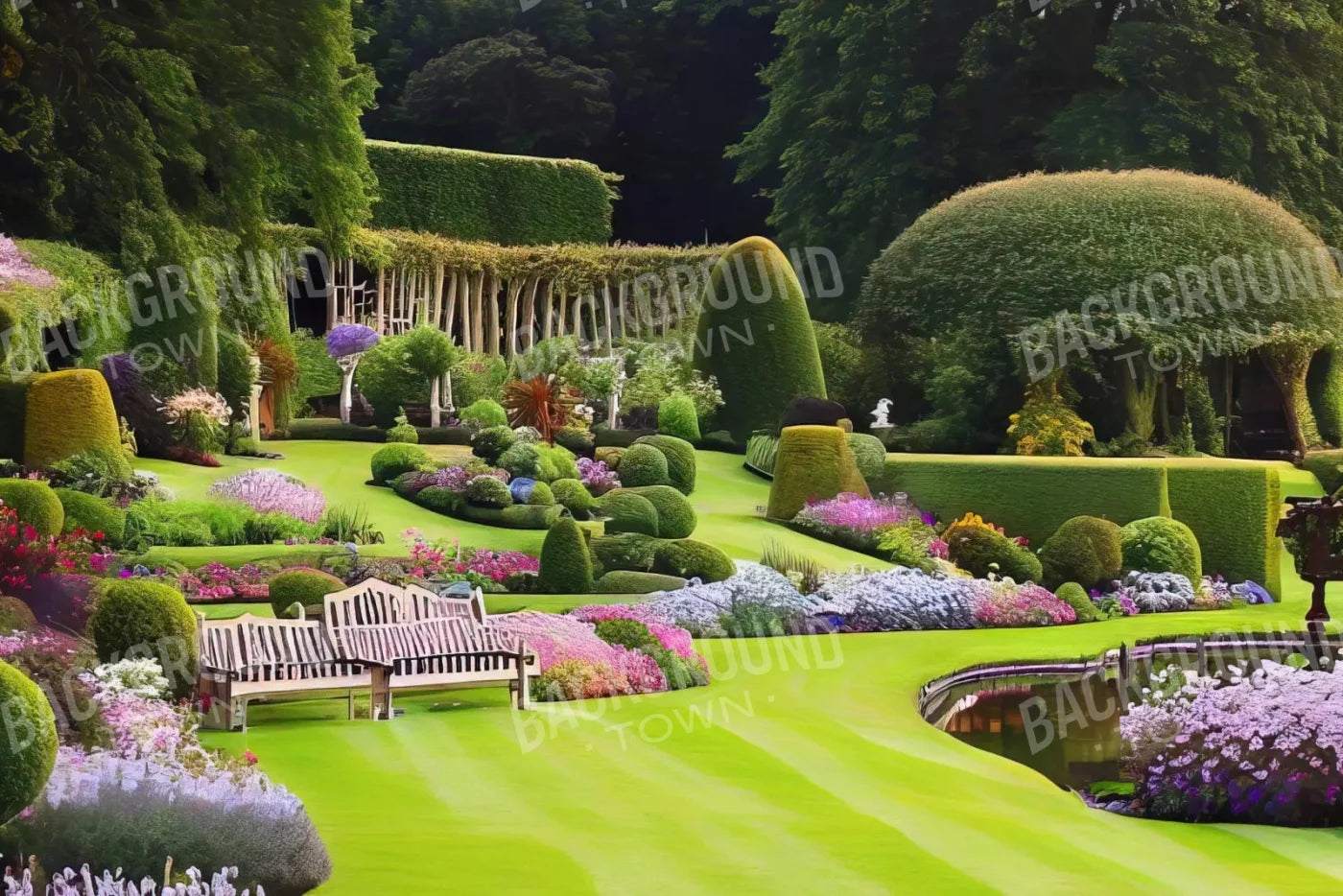 Formal Gardens 8X5 Ultracloth ( 96 X 60 Inch ) Backdrop