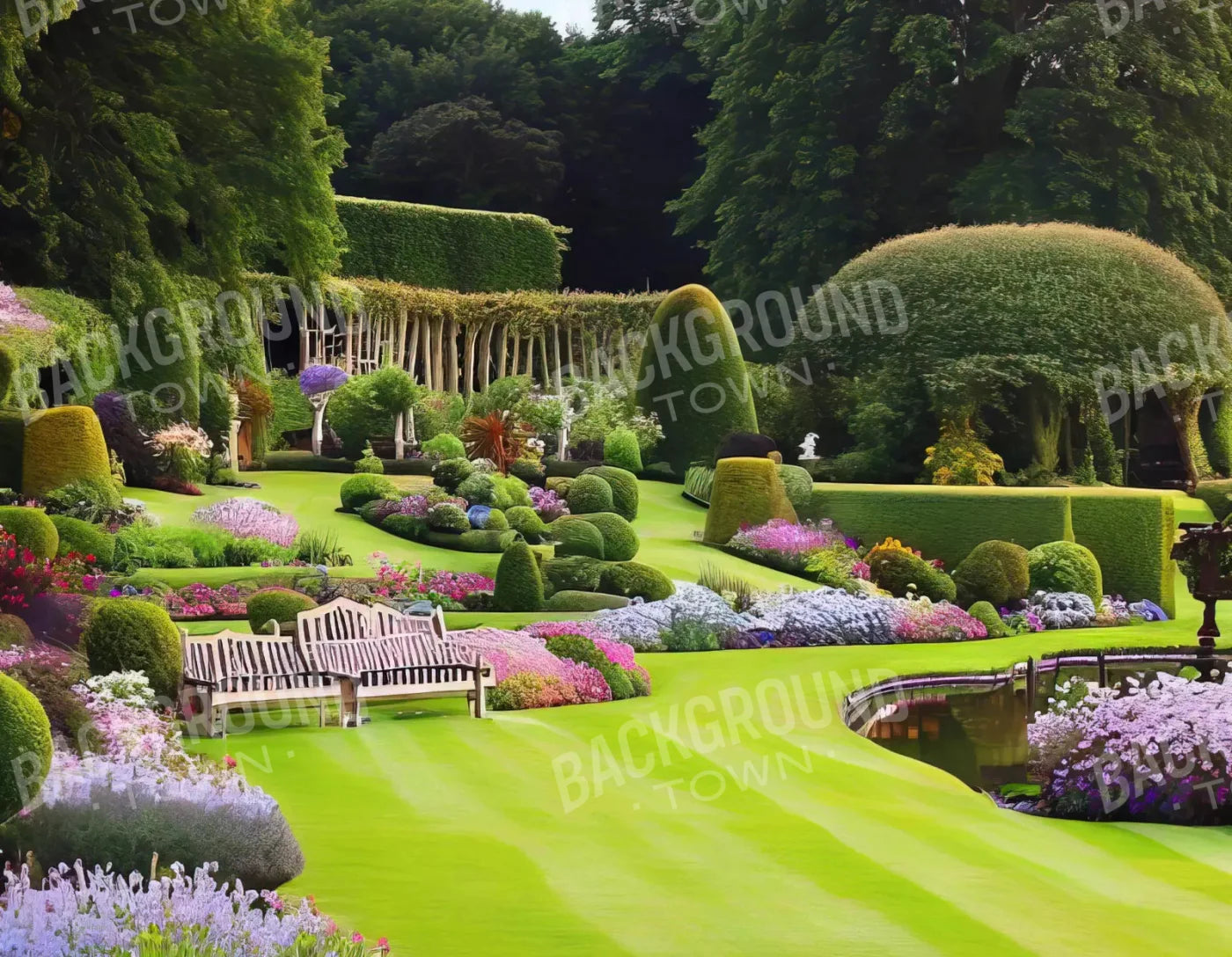 Formal Gardens 8X6 Fleece ( 96 X 72 Inch ) Backdrop