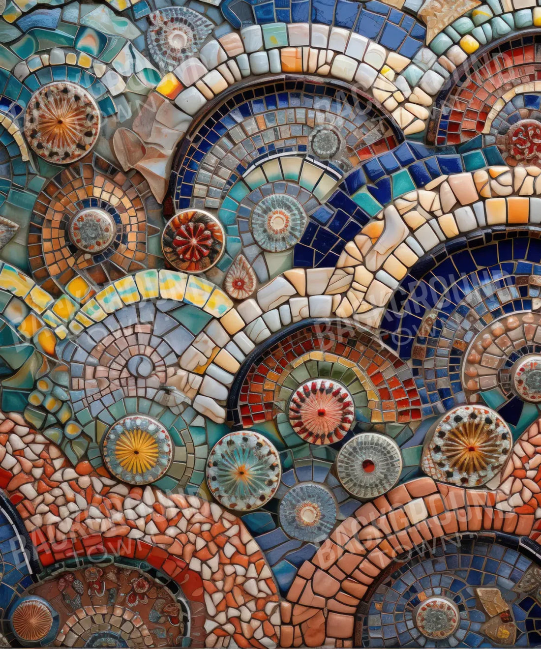 Fountain Tiles , Multi-Color   Backdrop for Photography