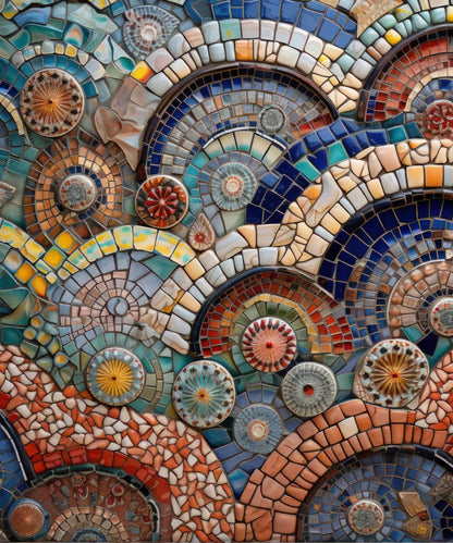 Fountain Tiles , Multi-Color   Backdrop for Photography