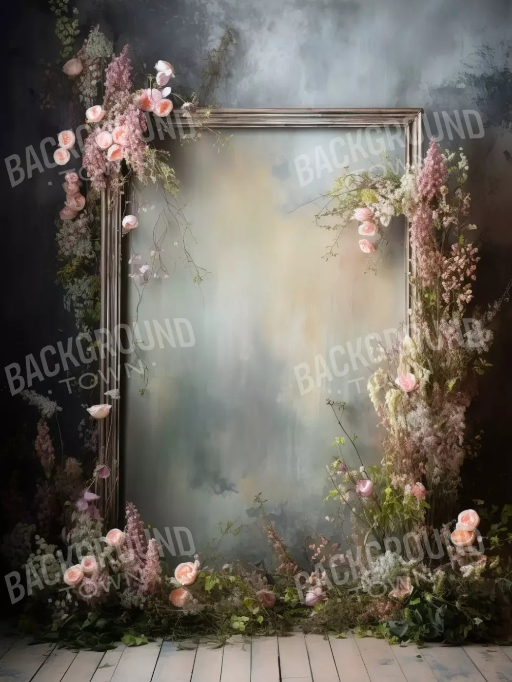 Framed Floral 5X68 Fleece ( 60 X 80 Inch ) Backdrop