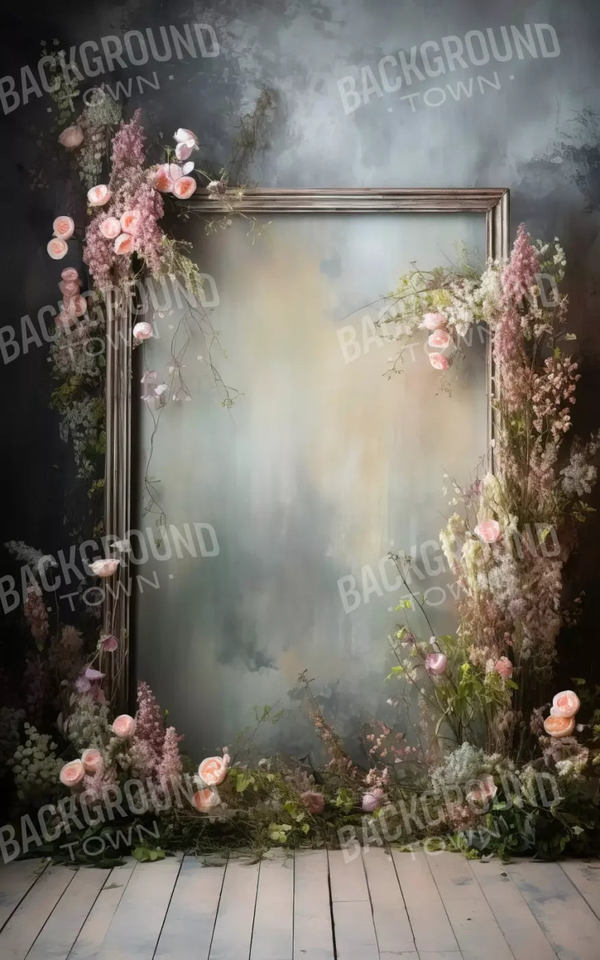 Framed Floral 5X8 Ultracloth ( 60 X 96 Inch ) Backdrop