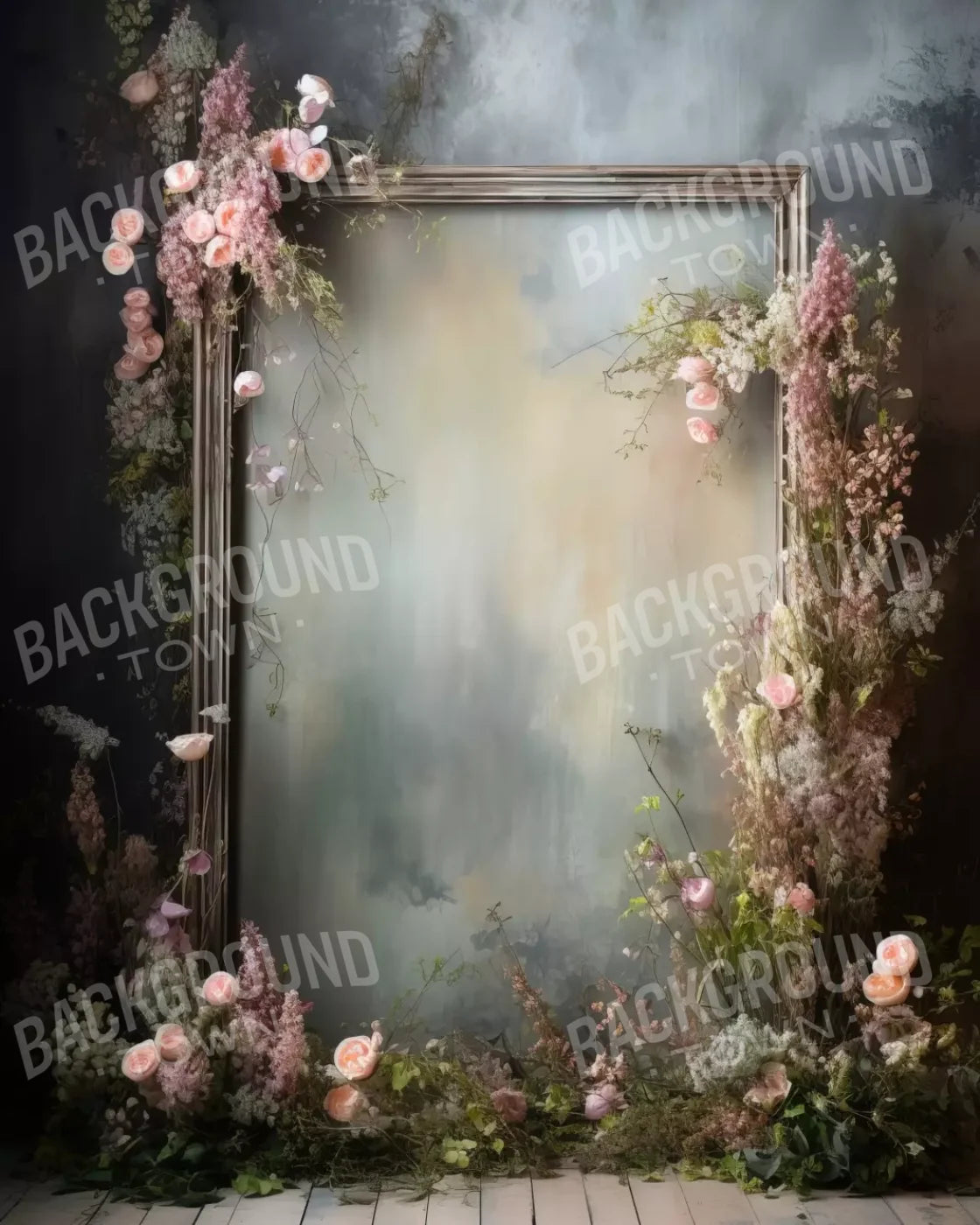 Framed Floral 8X10 Fleece ( 96 X 120 Inch ) Backdrop