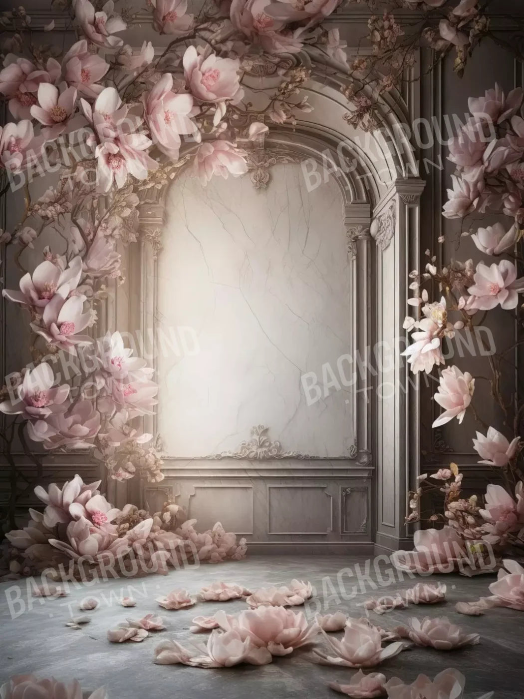 Framing Magnolia Blossoms 5’X6’8 Fleece (60 X 80 Inch) Backdrop