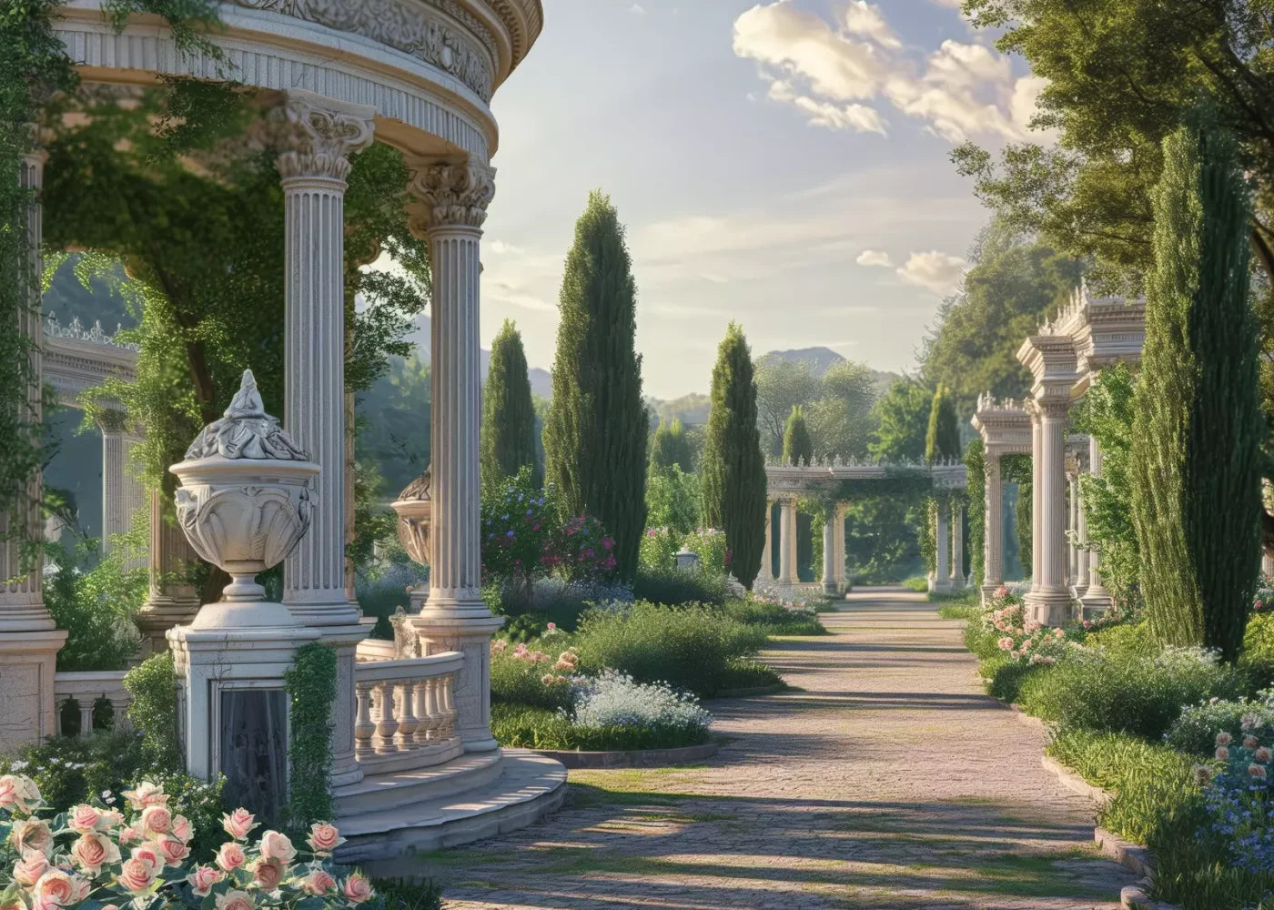 French Garden 7’X5’ Ultracloth (84 X 60 Inch) Backdrop
