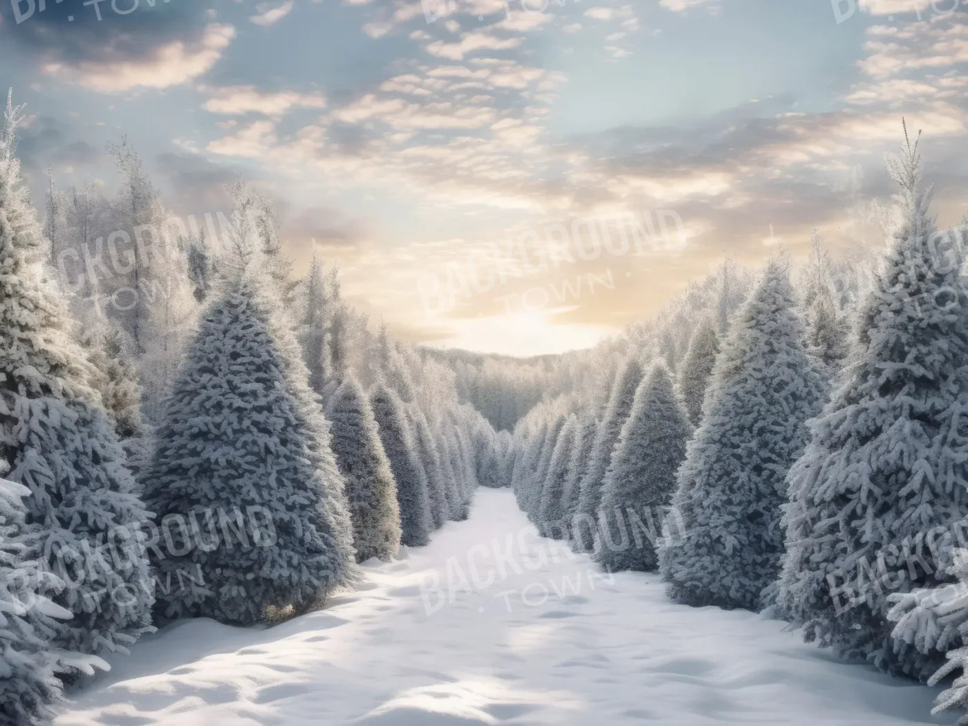 Frosty Forest 8’x6’ Fleece (96 x 72 inch) Backdrop