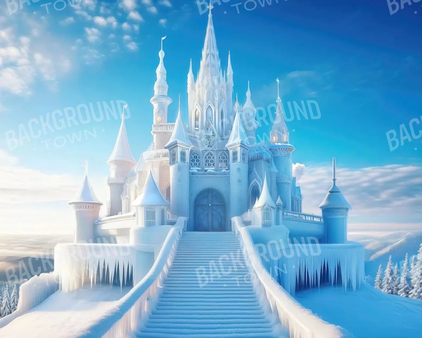 Frozen Castle 10’x8’ Fleece (120 x 96 inch) Backdrop