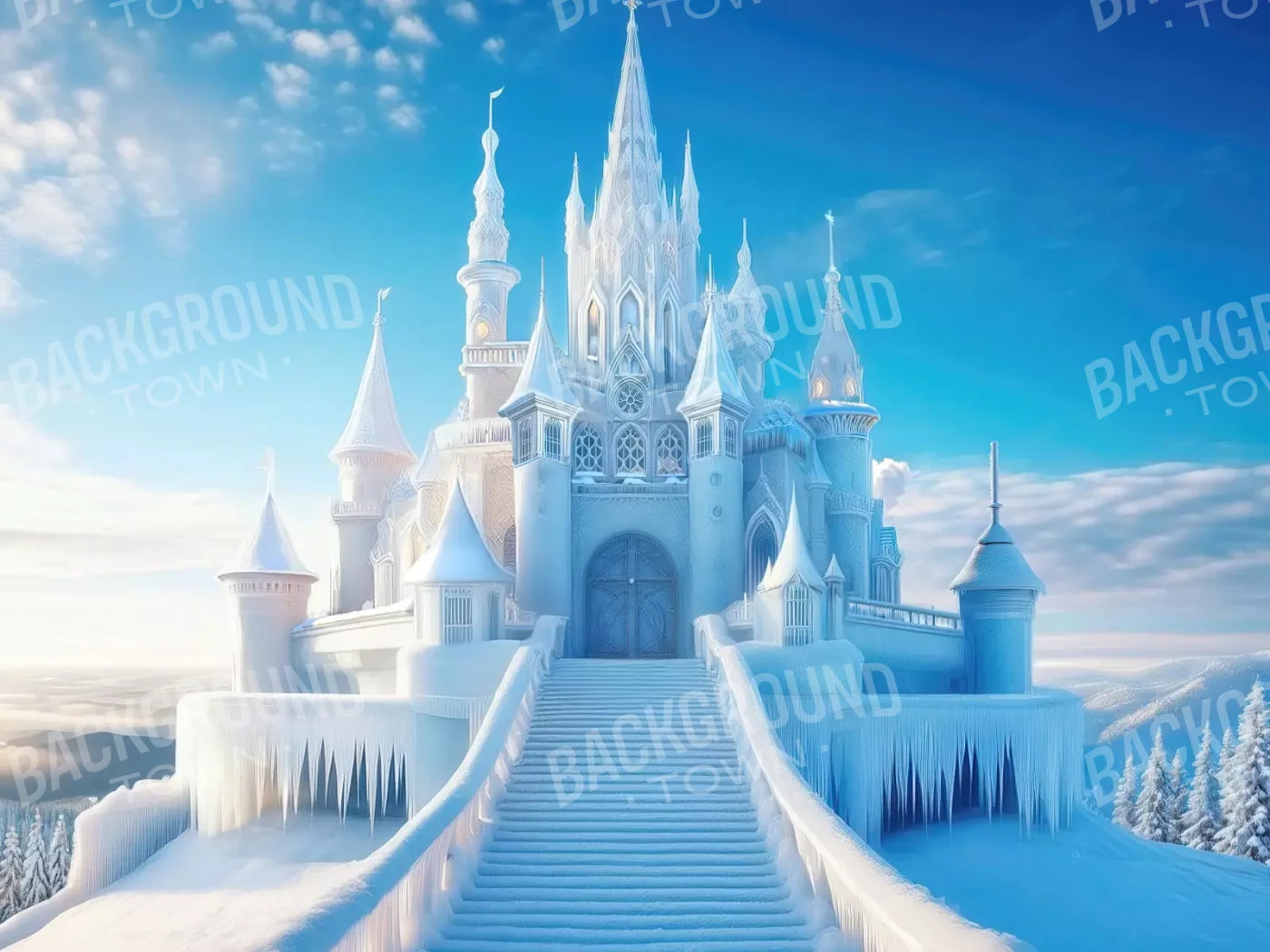 Frozen Castle 6’8x5’ Fleece (80 x 60 inch) Backdrop