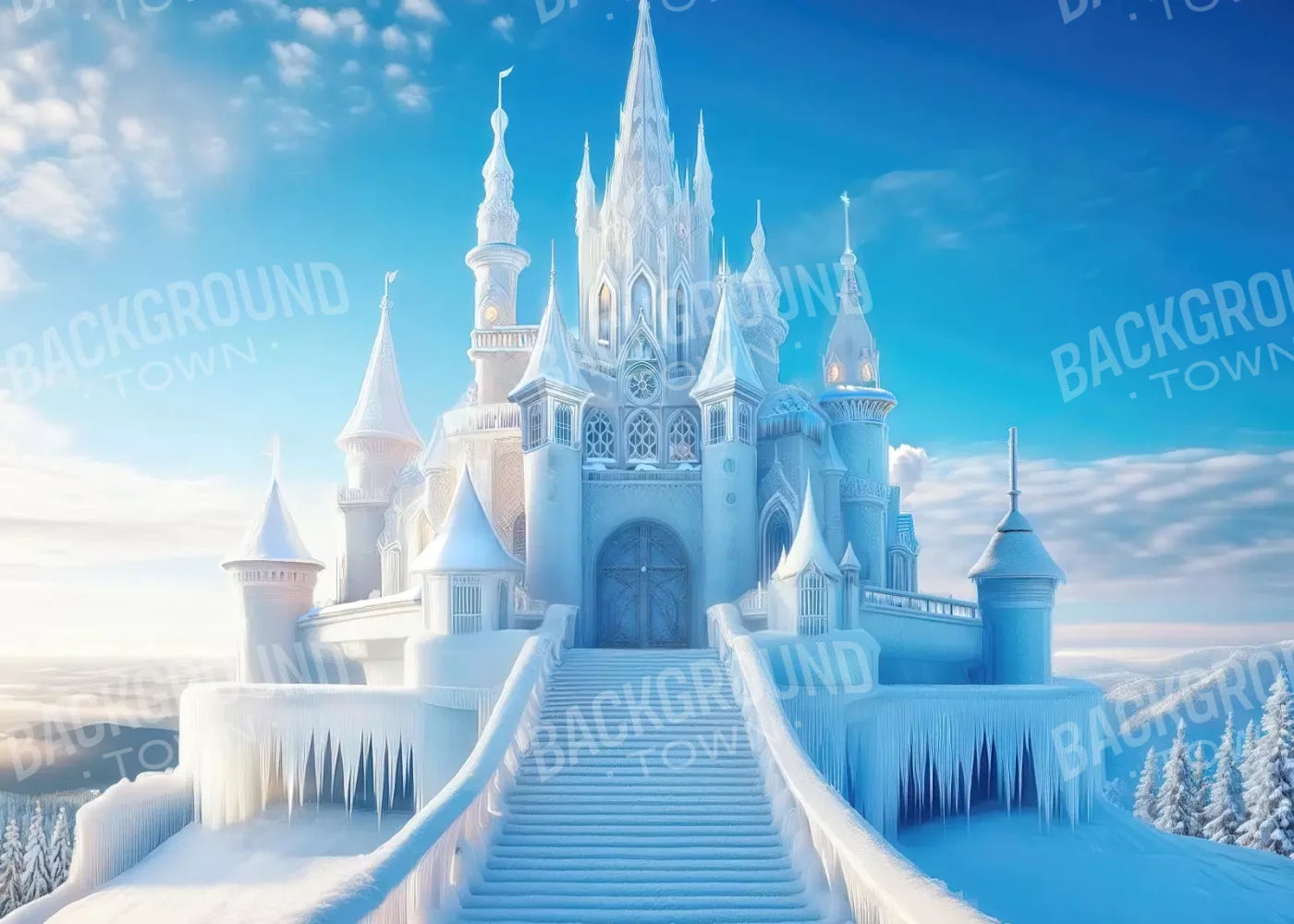 Frozen Castle 7’x5’ UltraCloth (84 x 60 inch) Backdrop