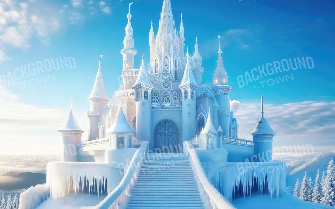 Frozen Castle 8’x5’ UltraCloth (96 x 60 inch) Backdrop