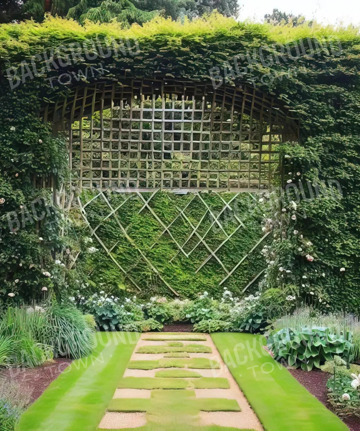 garden trellis arch pathway Backdrop for Photography