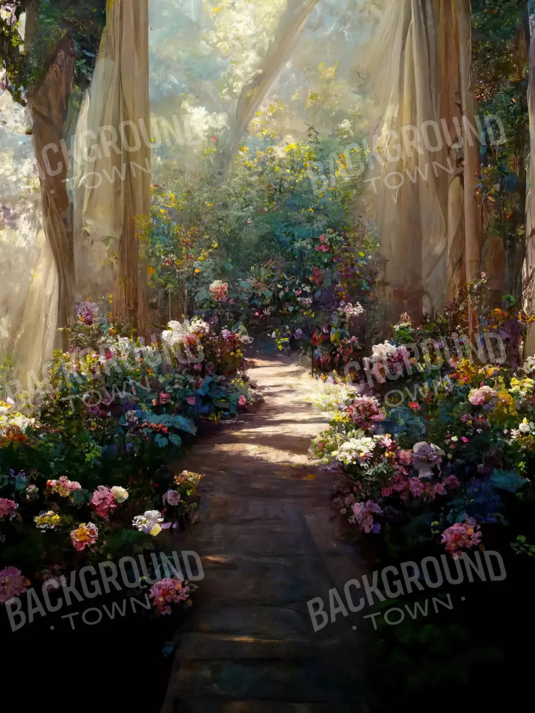 Garden Path 8X10 Fleece ( 96 X 120 Inch ) Backdrop