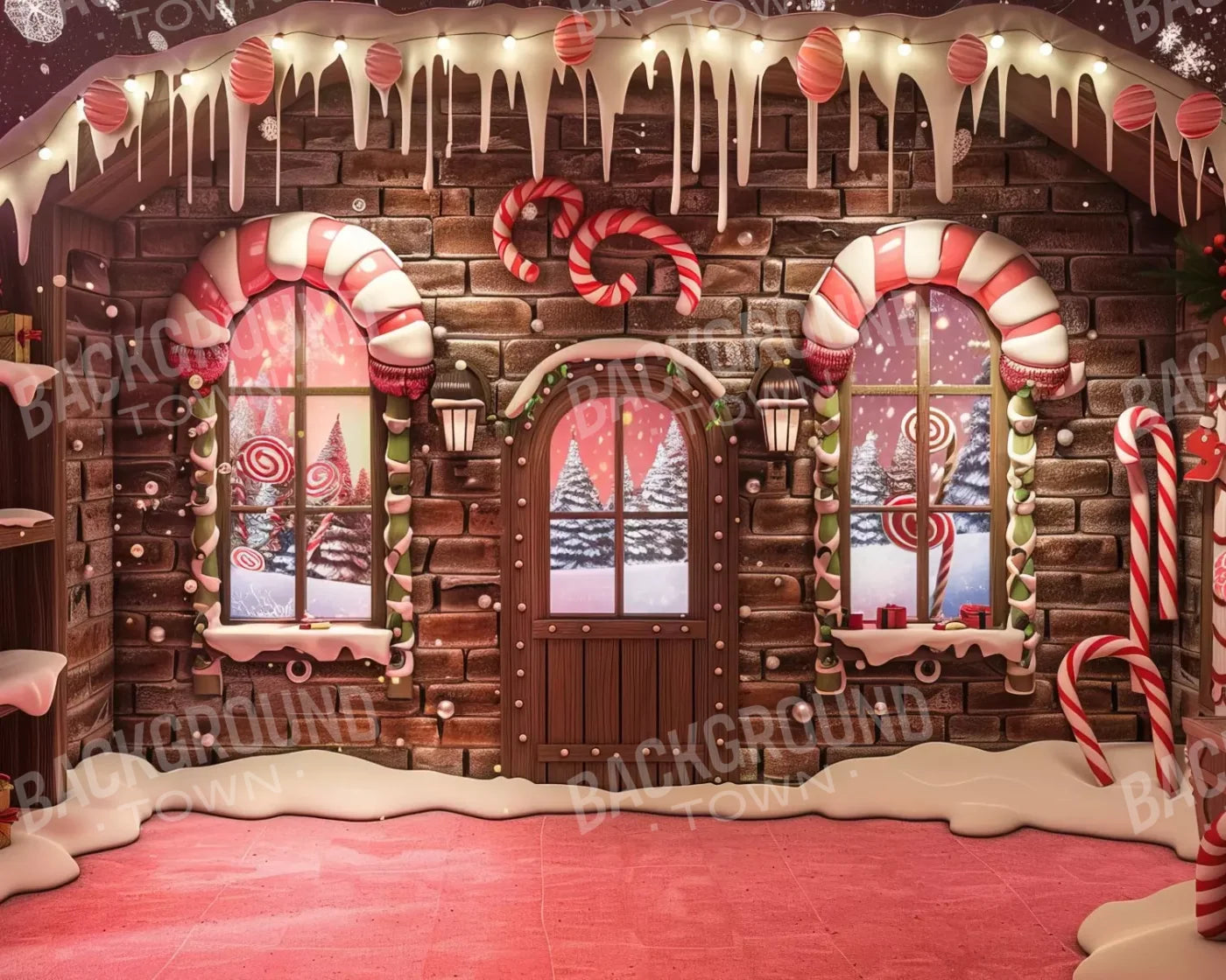 Gingerbread Entry I 10’X8’ Fleece (120 X 96 Inch) Backdrop