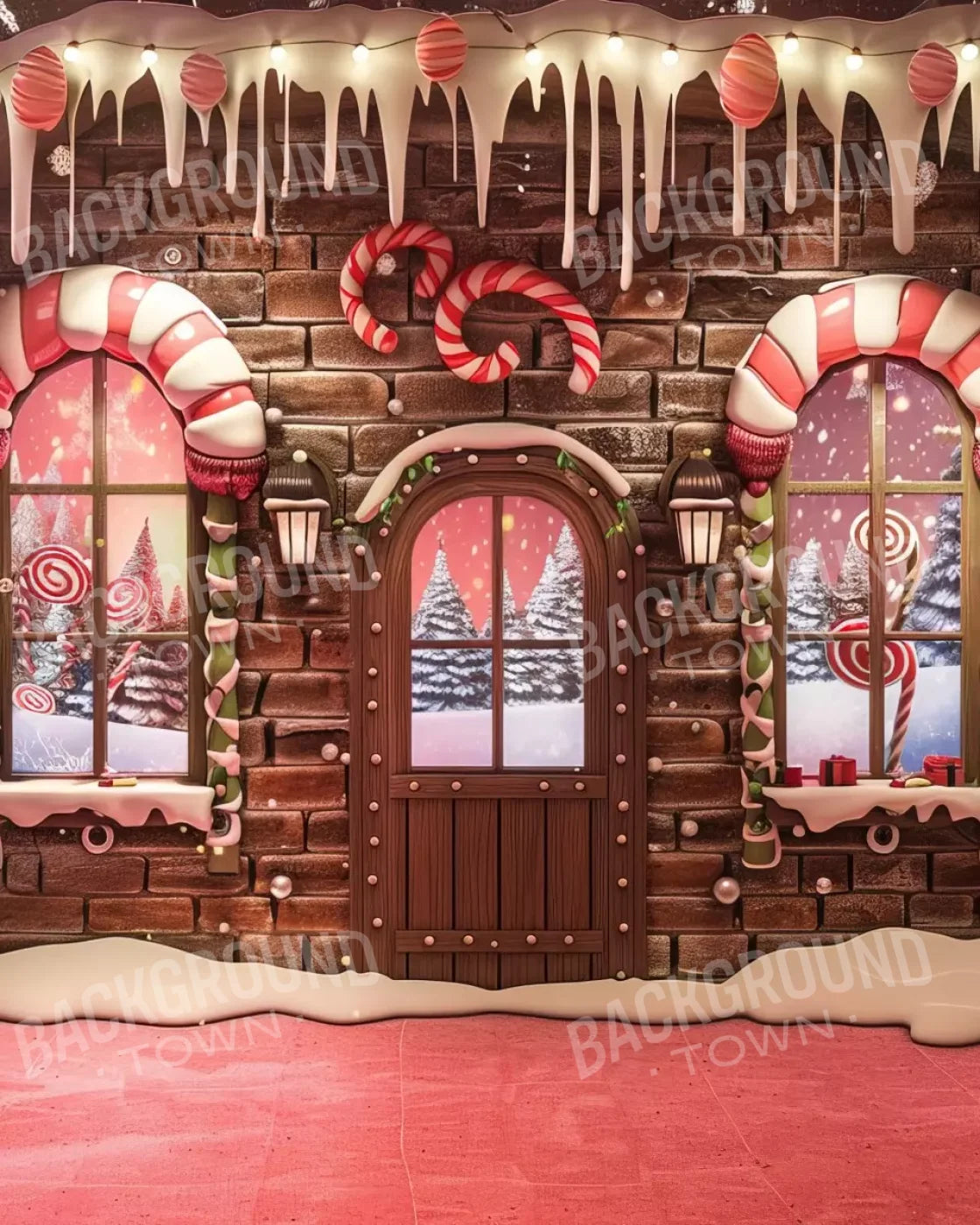Gingerbread Entry I 8’X10’ Fleece (96 X 120 Inch) Backdrop