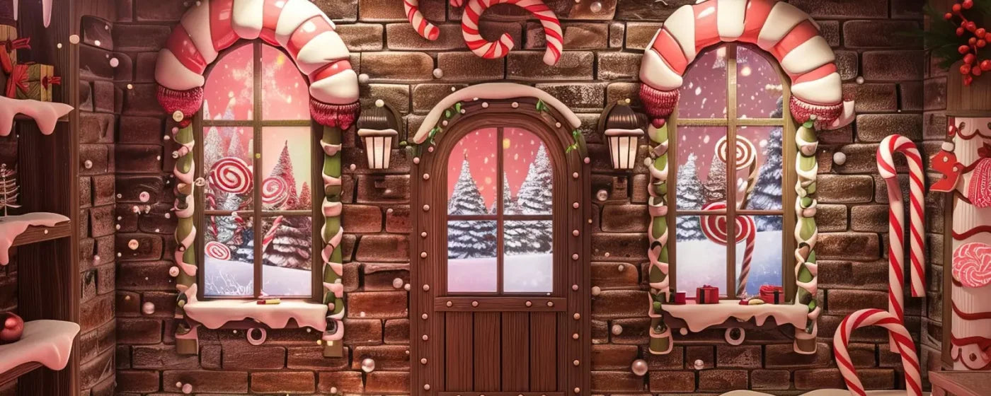 Gingerbread Entry I 20’X8’ Ultracloth (240 X 96 Inch) Backdrop