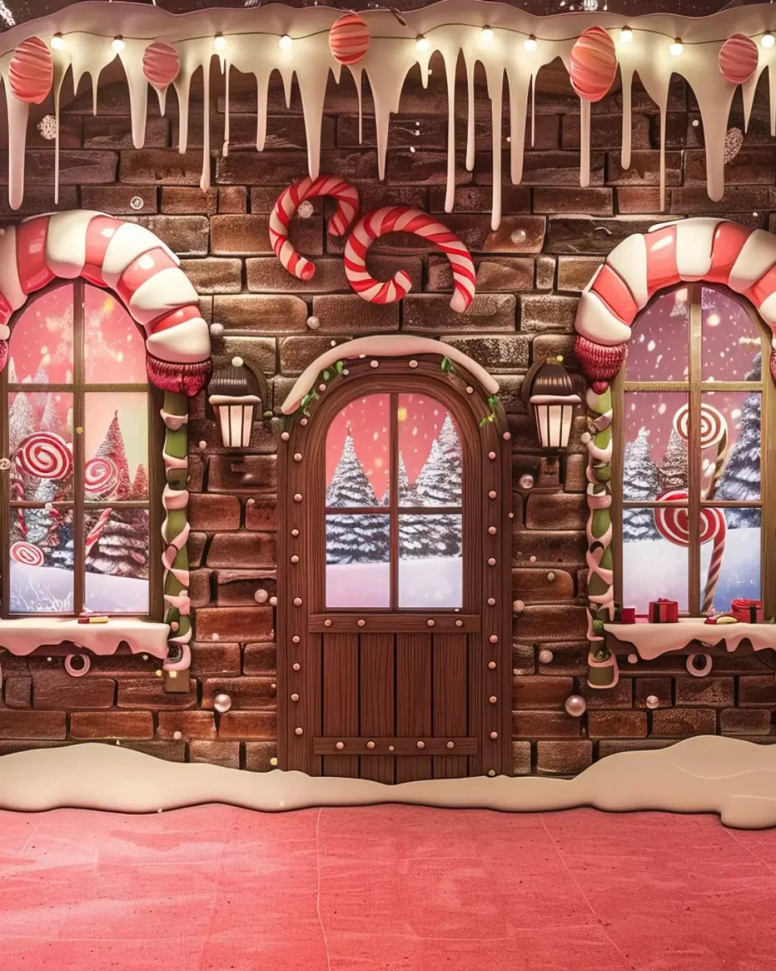 Gingerbread Entry I 8’X10’ Fleece (96 X 120 Inch) Backdrop