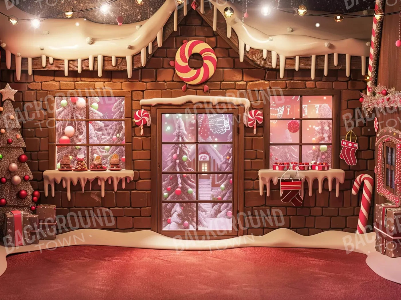 Gingerbread Entry Ii 6’8X5’ Fleece (80 X 60 Inch) Backdrop