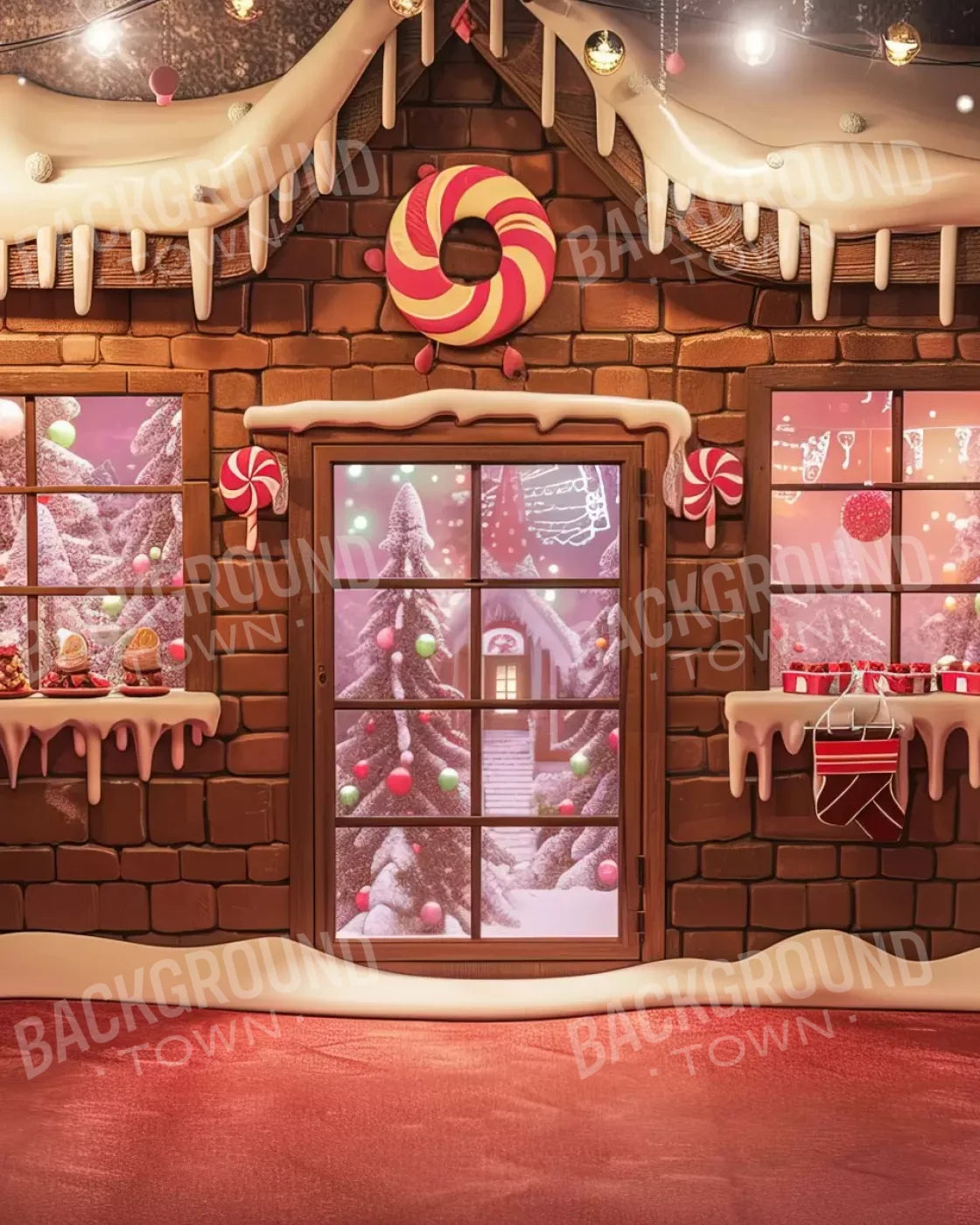 Gingerbread Entry Ii 8’X10’ Fleece (96 X 120 Inch) Backdrop