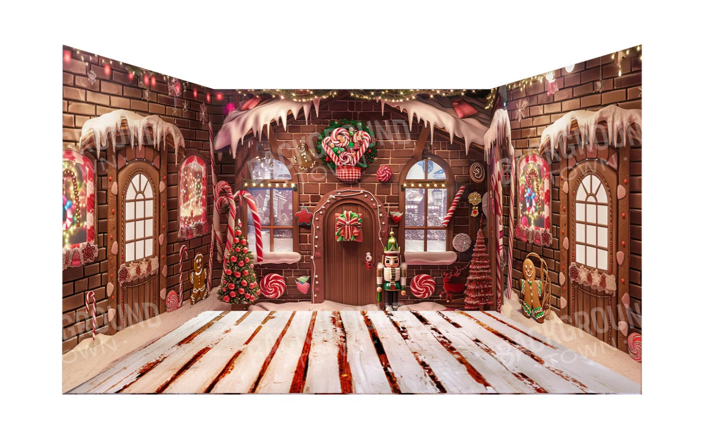 Gingerbread House 3 Wall Bundle Backdrop