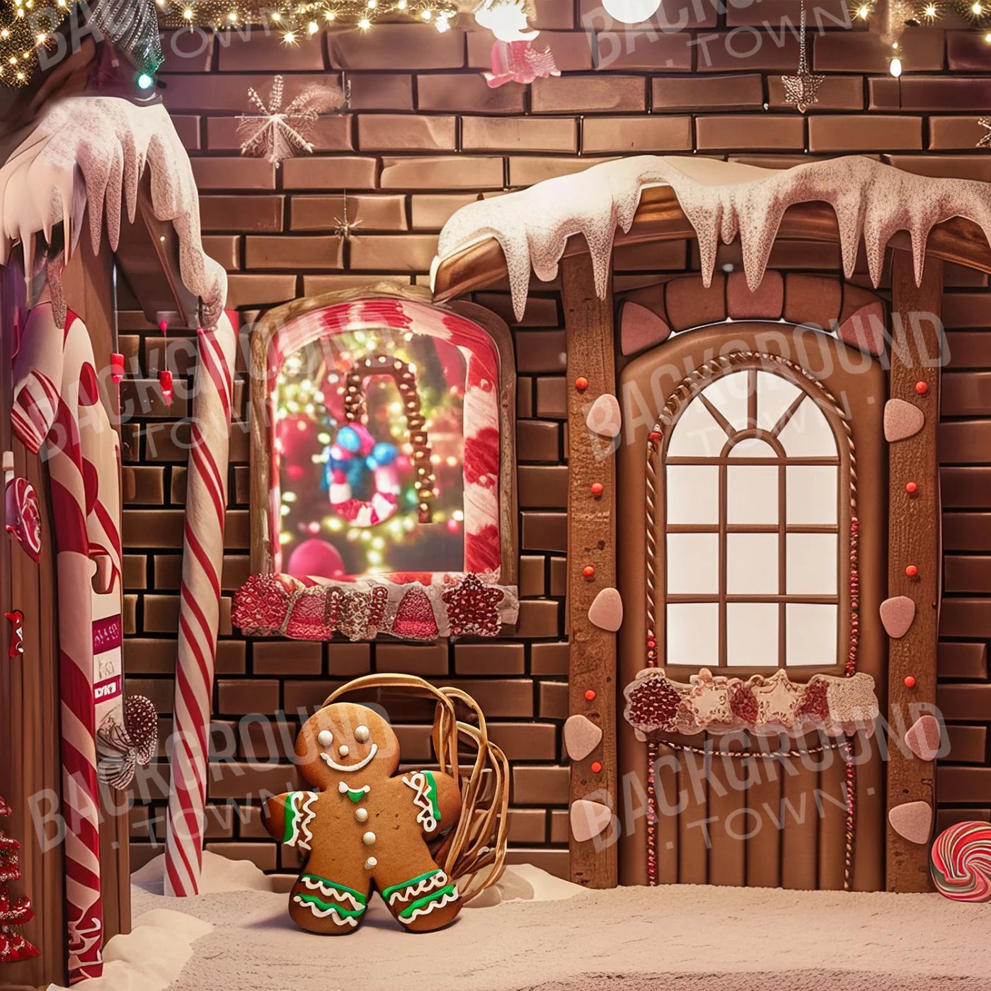 Gingerbread House 3 Wall Bundle Backdrop