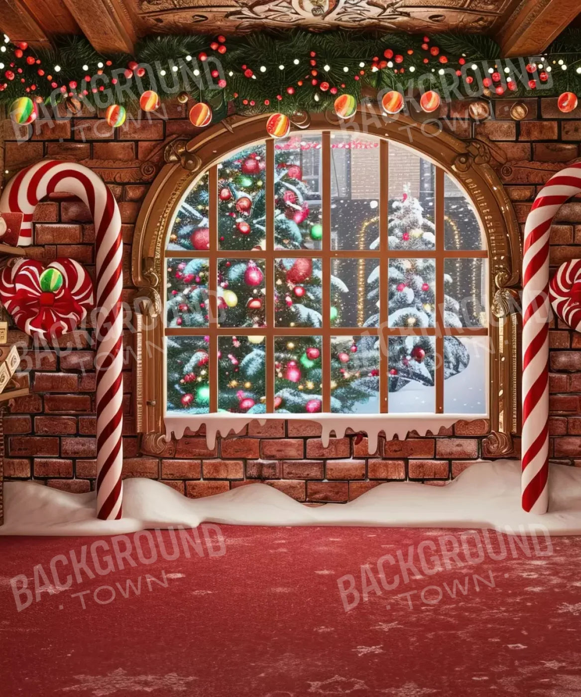 Gingerbread Window I 10’X12’ Ultracloth (120 X 144 Inch) Backdrop