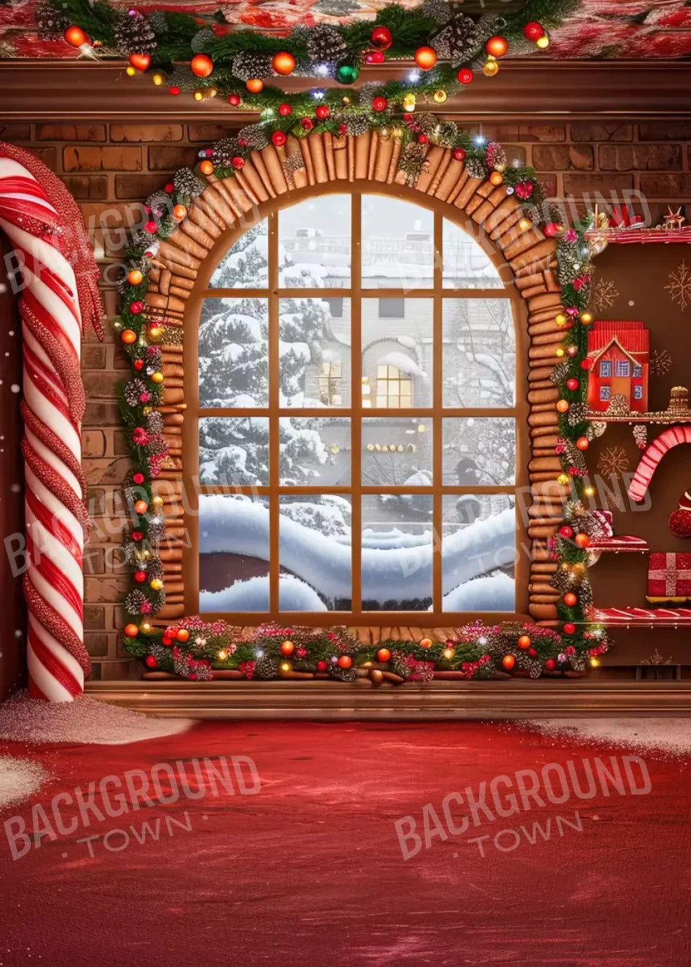 Gingerbread Window Ii 5’X7’ Ultracloth (60 X 84 Inch) Backdrop