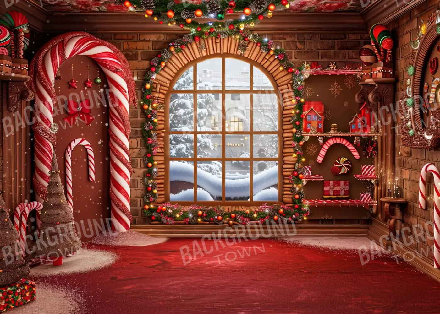 Gingerbread Window Ii 7’X5’ Ultracloth (84 X 60 Inch) Backdrop