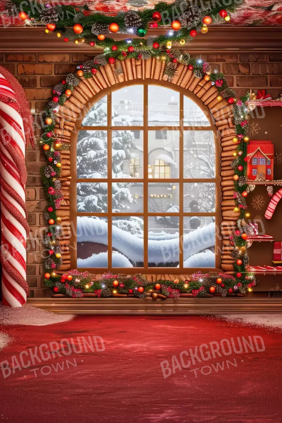 Gingerbread Window Ii 8’X12’ Ultracloth (96 X 144 Inch) Backdrop