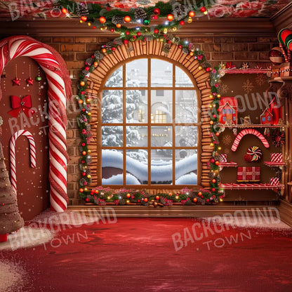 Gingerbread Window Ii 8’X8’ Fleece (96 X Inch) Backdrop