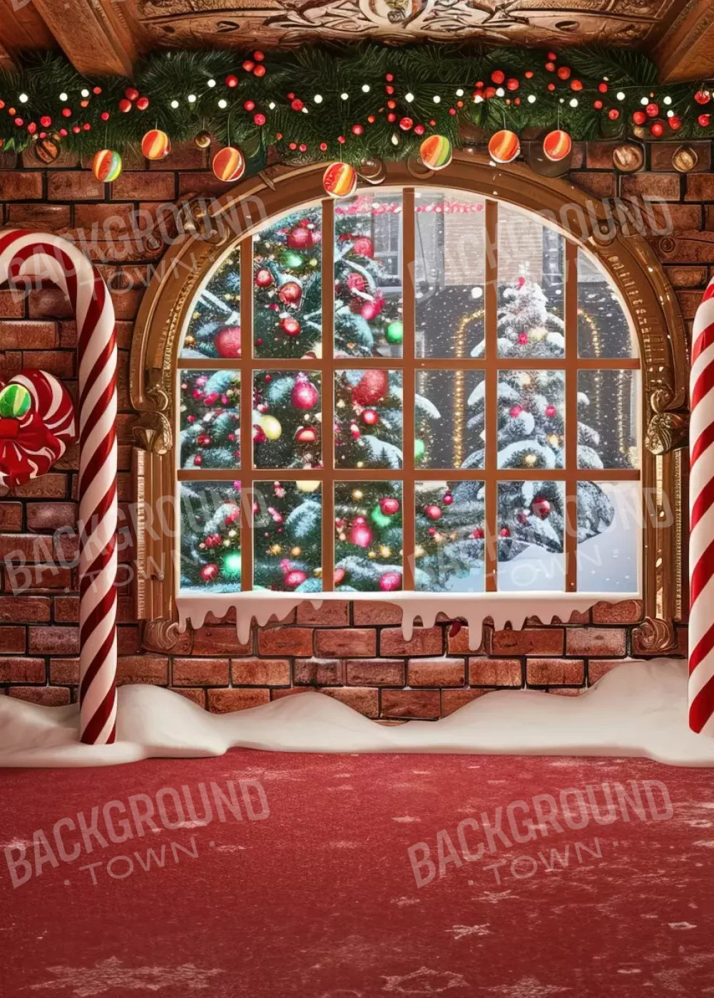 Gingerbread Window I 5’X7’ Ultracloth (60 X 84 Inch) Backdrop