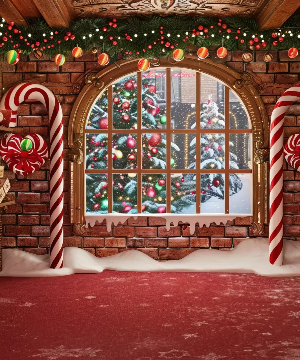 Gingerbread Window I 10’X12’ Ultracloth (120 X 144 Inch) Backdrop