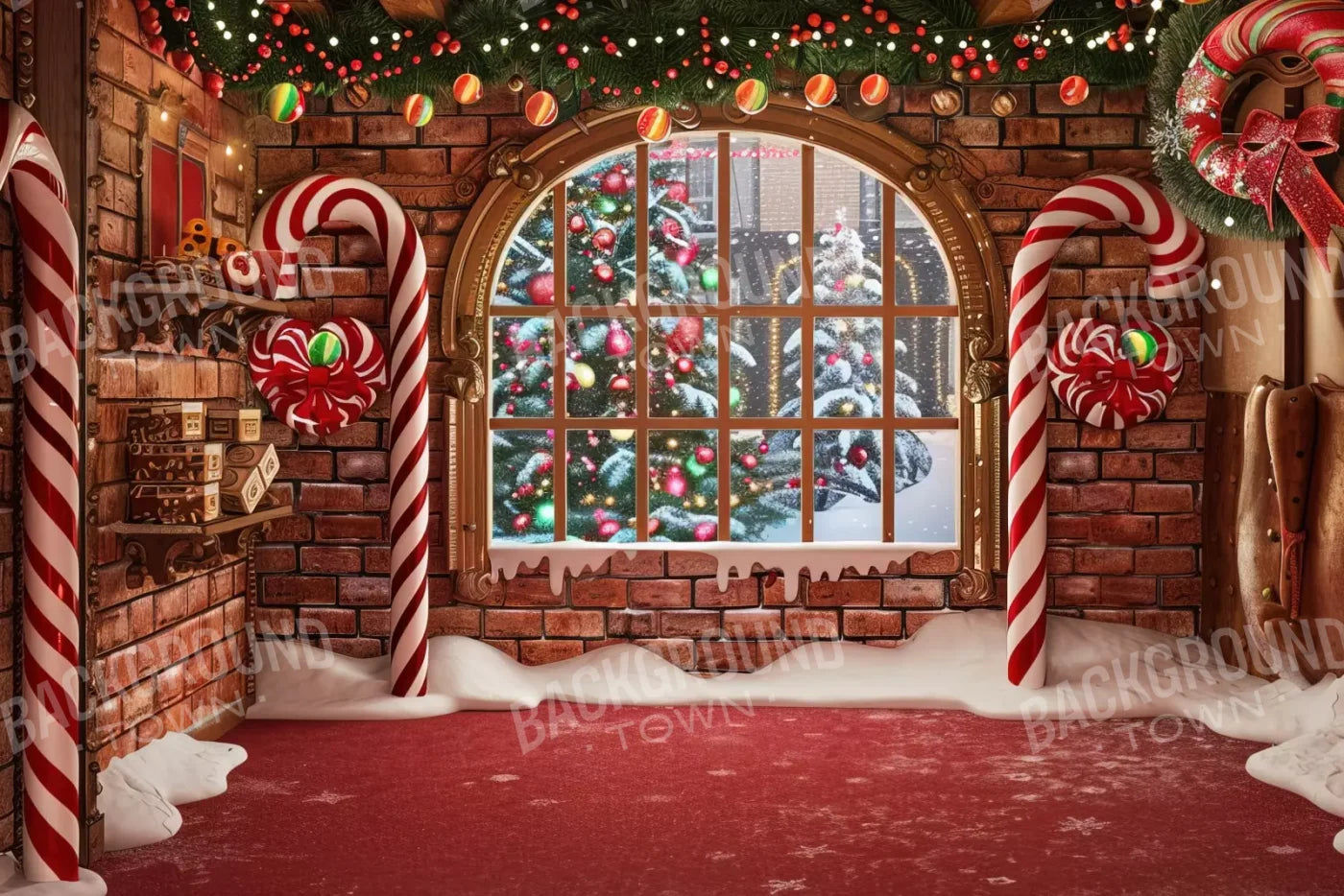 Gingerbread Window I 12’X8’ Ultracloth (144 X 96 Inch) Backdrop