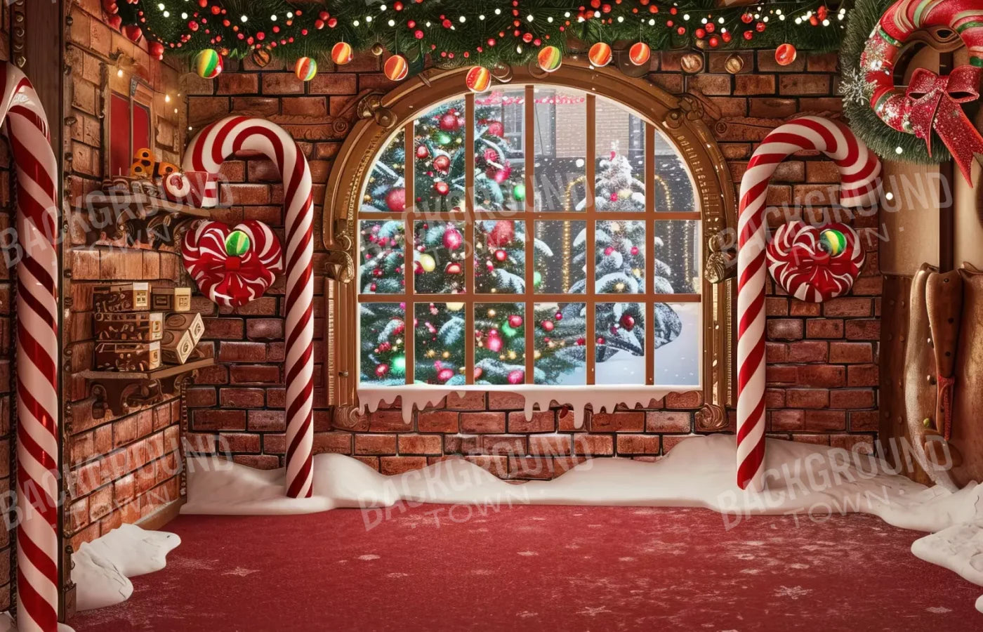 Gingerbread Window I 14’X9’ Ultracloth (168 X 108 Inch) Backdrop