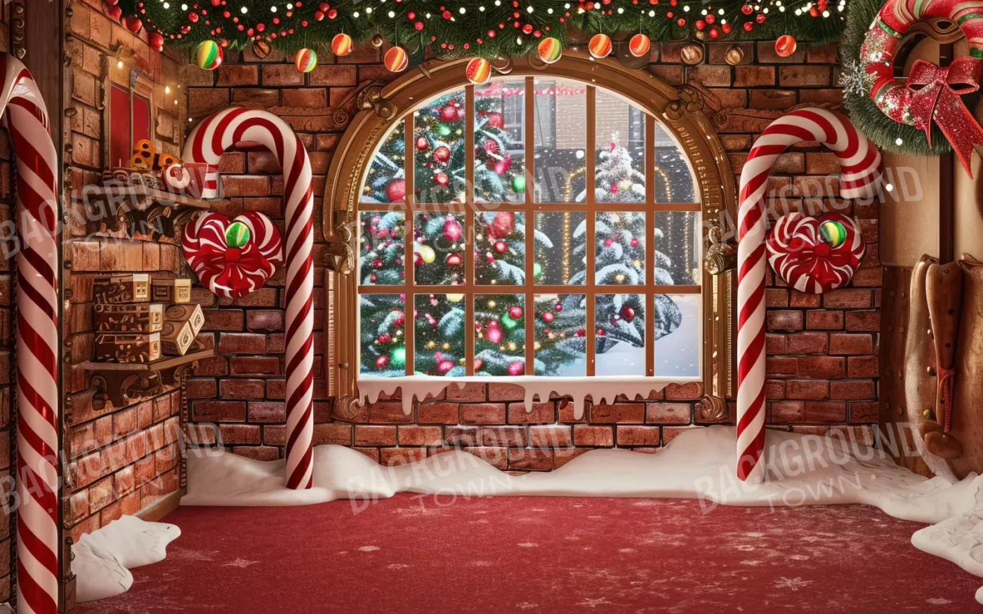 Gingerbread Window I 16’X10’ Ultracloth (192 X 120 Inch) Backdrop