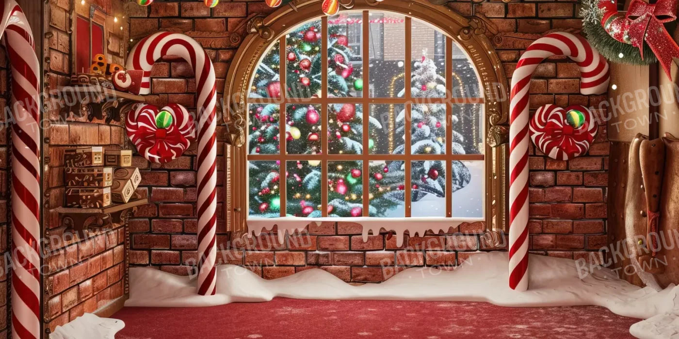 Gingerbread Window I 16’X8’ Ultracloth (192 X 96 Inch) Backdrop