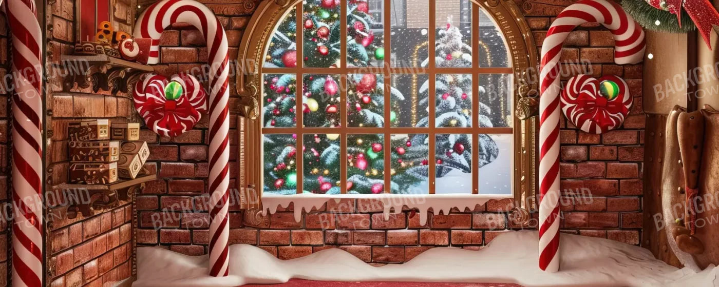 Gingerbread Window I 20’X8’ Ultracloth (240 X 96 Inch) Backdrop