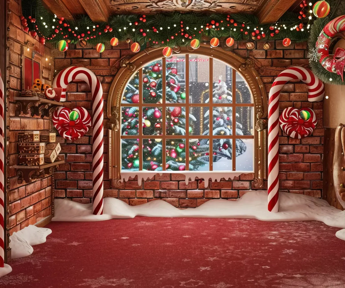 Gingerbread Window I 5’X4’2 Fleece (60 X 50 Inch) Backdrop