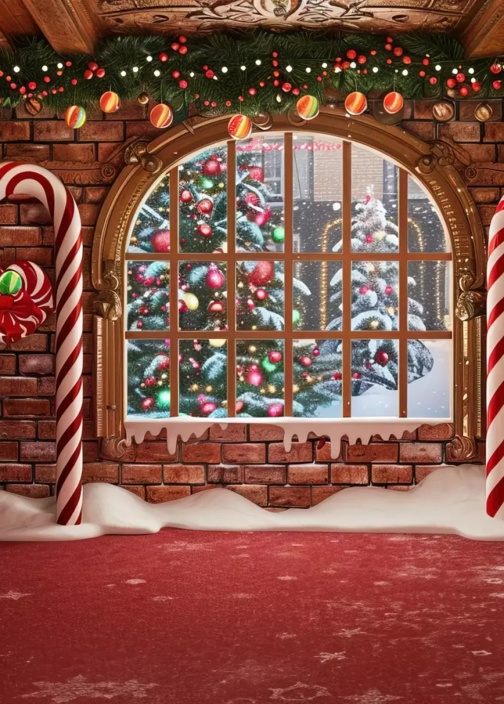 Gingerbread Window I 5’X7’ Ultracloth (60 X 84 Inch) Backdrop