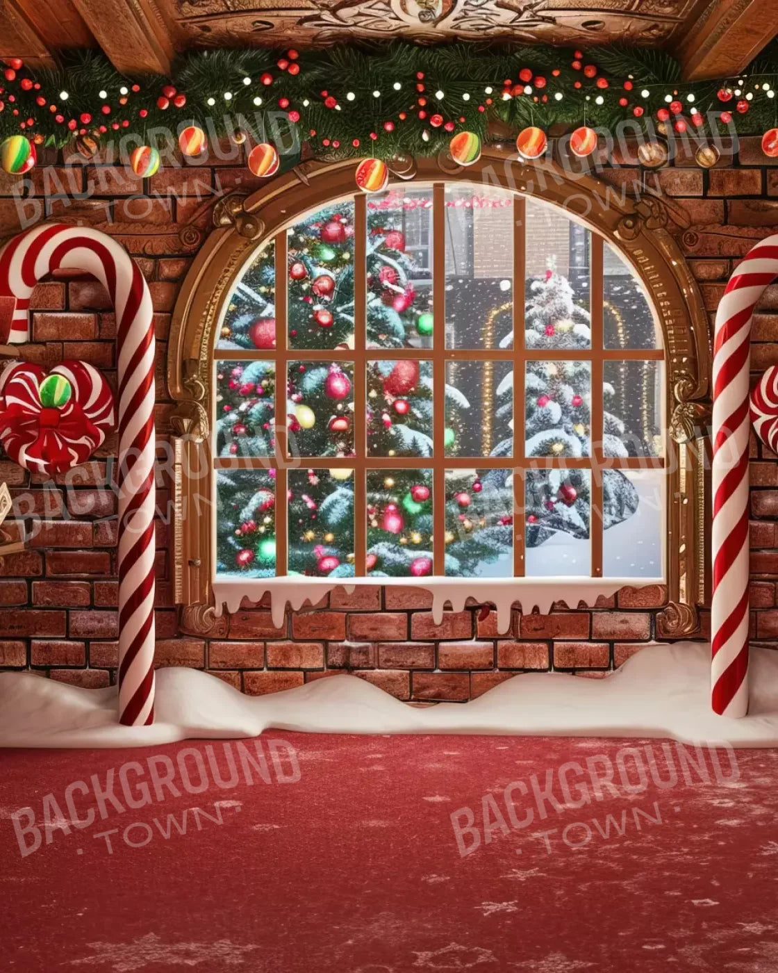 Gingerbread Window I 8’X10’ Fleece (96 X 120 Inch) Backdrop