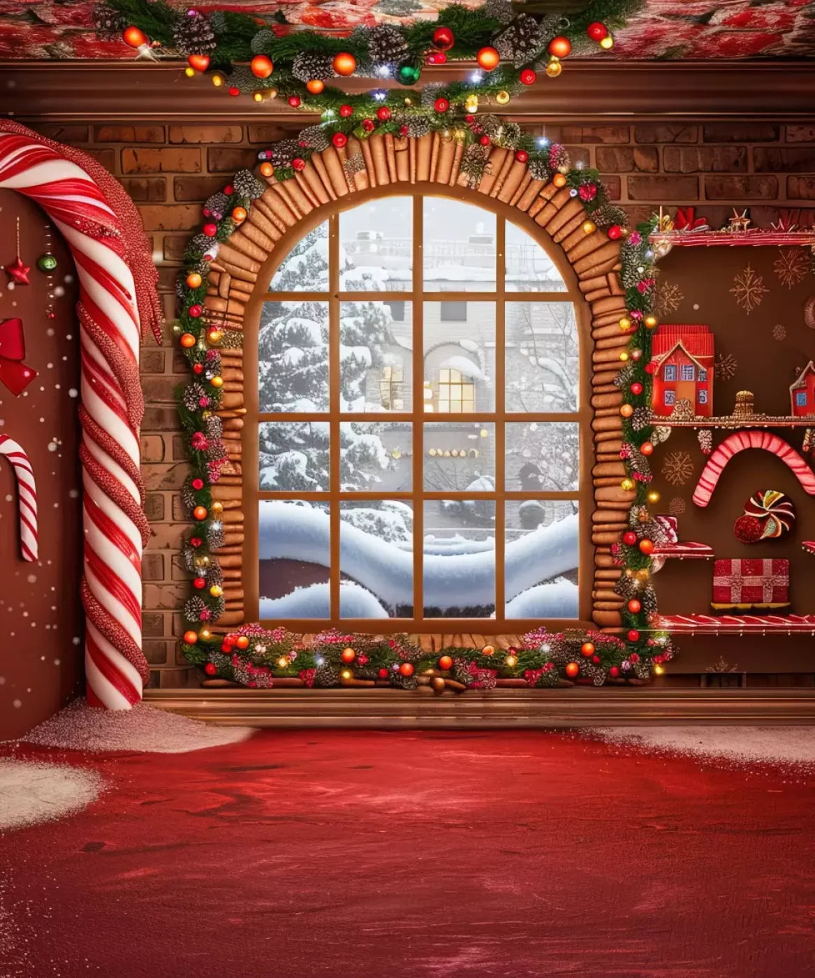 Gingerbread Window Ii 10’X12’ Ultracloth (120 X 144 Inch) Backdrop