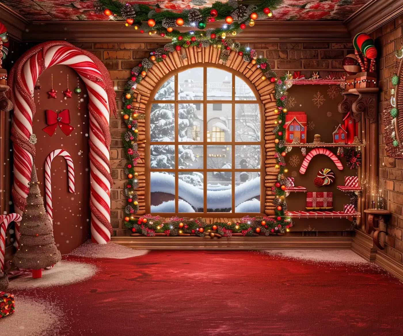 Gingerbread Window Ii 12’X10’ Ultracloth (144 X 120 Inch) Backdrop