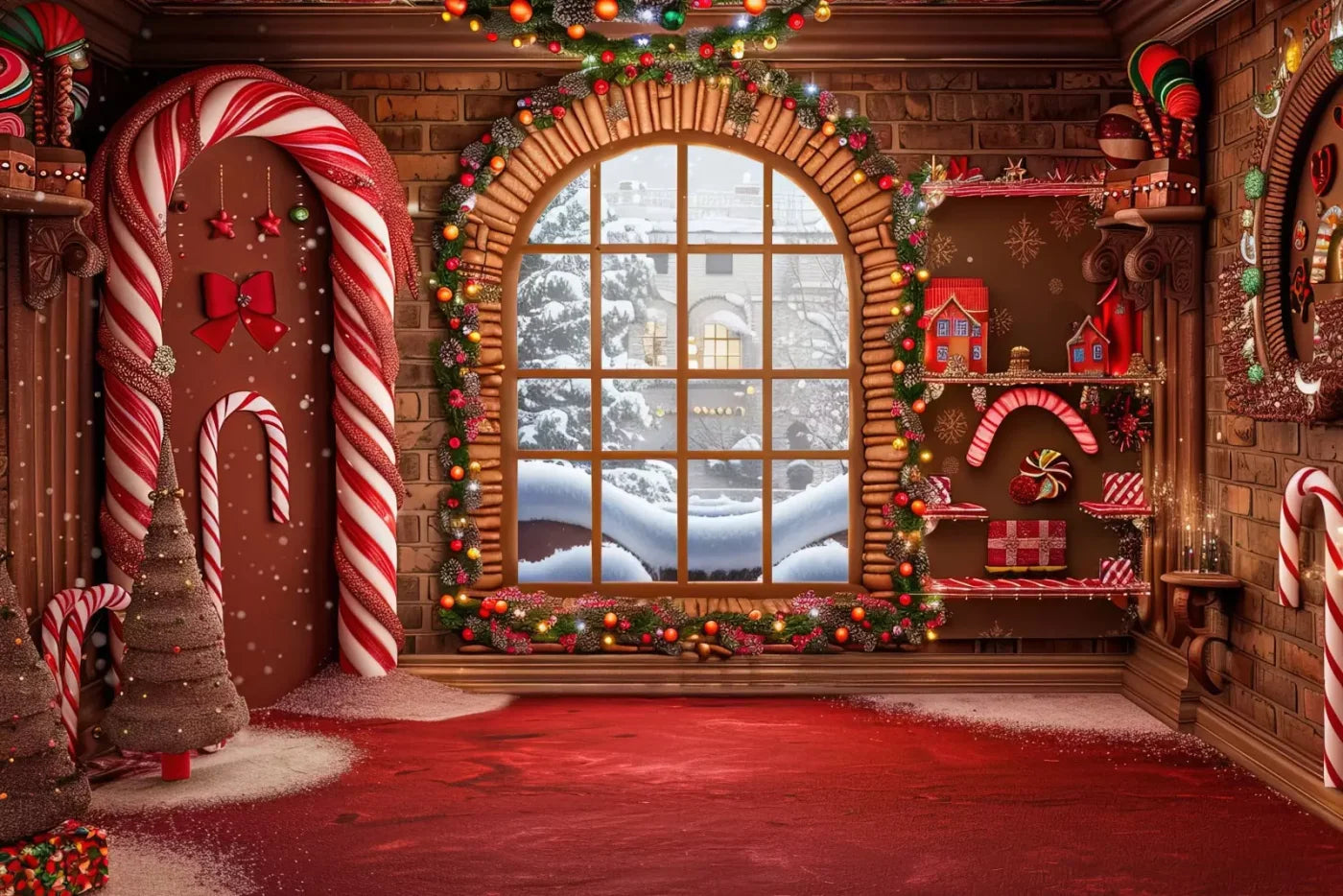 Gingerbread Window Ii 12’X8’ Ultracloth (144 X 96 Inch) Backdrop