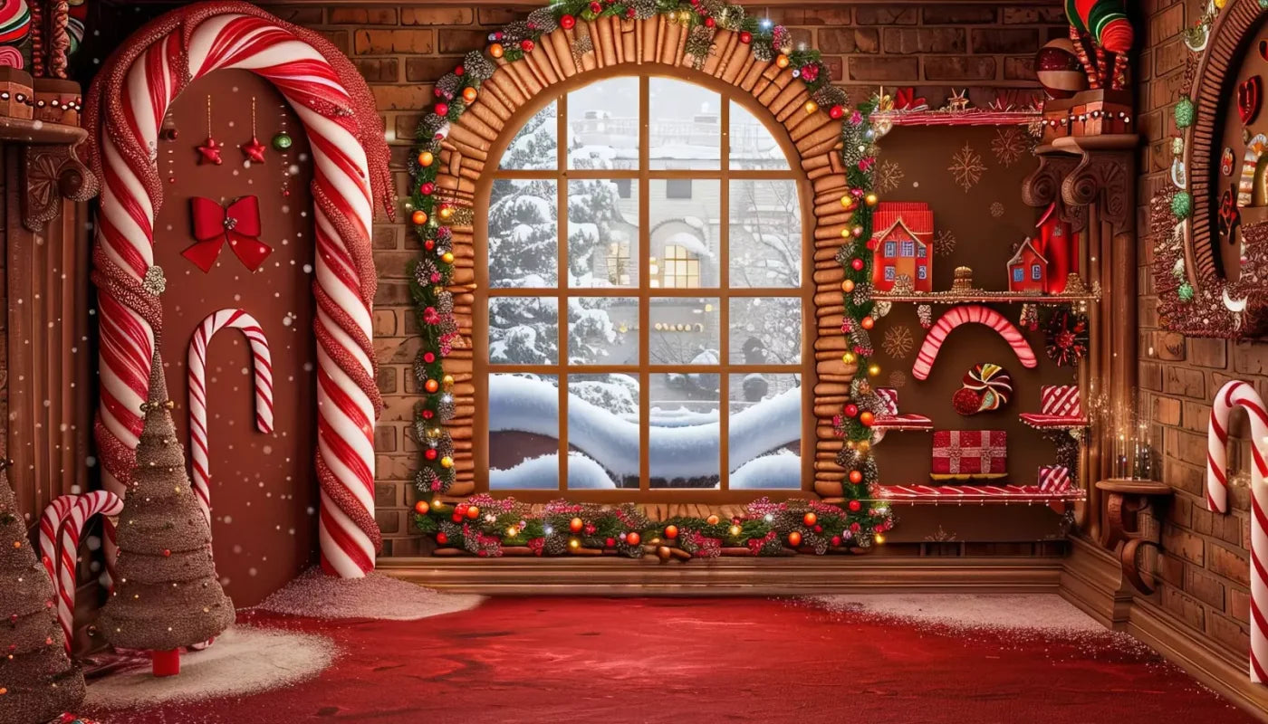 Gingerbread Window Ii 14’X8’ Ultracloth (168 X 96 Inch) Backdrop