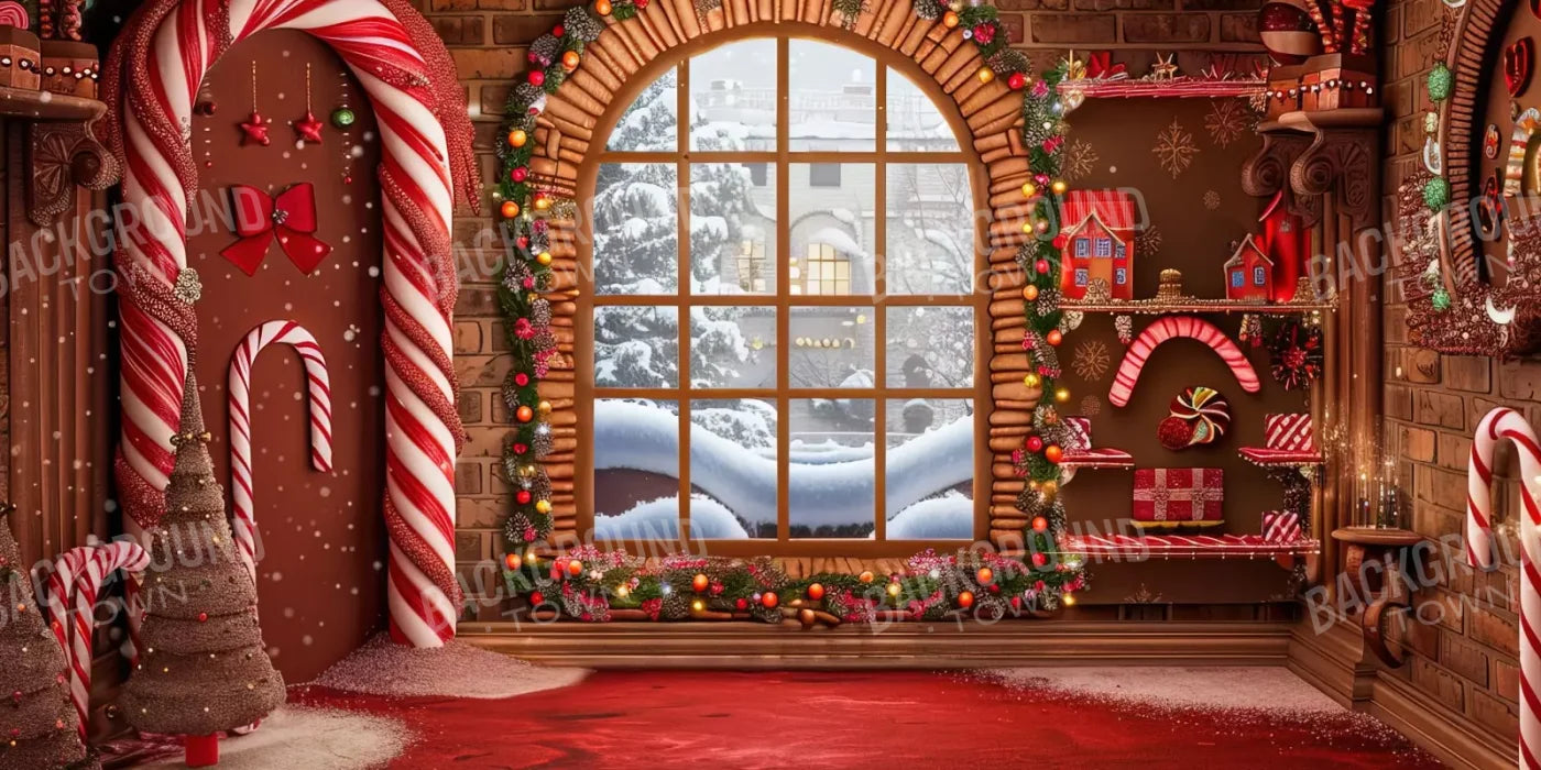 Gingerbread Window Ii 16’X8’ Ultracloth (192 X 96 Inch) Backdrop