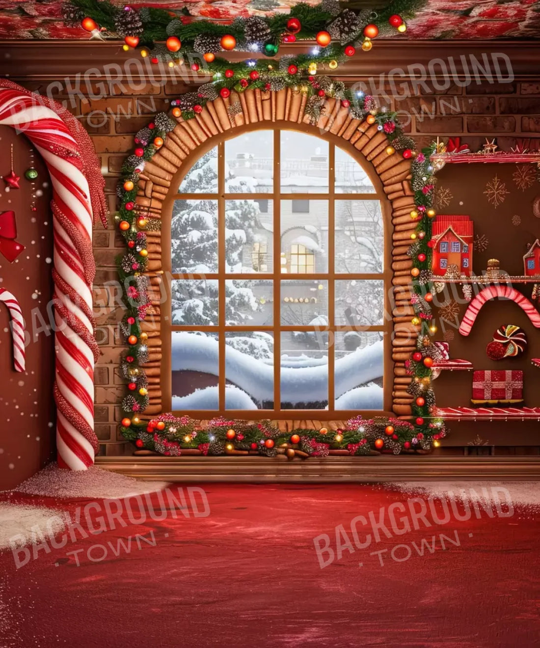 Brown , Red , White , Green Backdrop for Photography