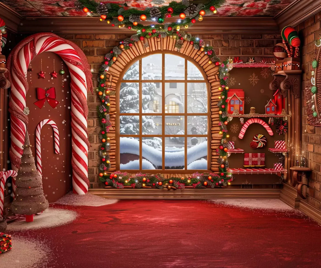 Gingerbread Window Ii 5’X4’2 Fleece (60 X 50 Inch) Backdrop