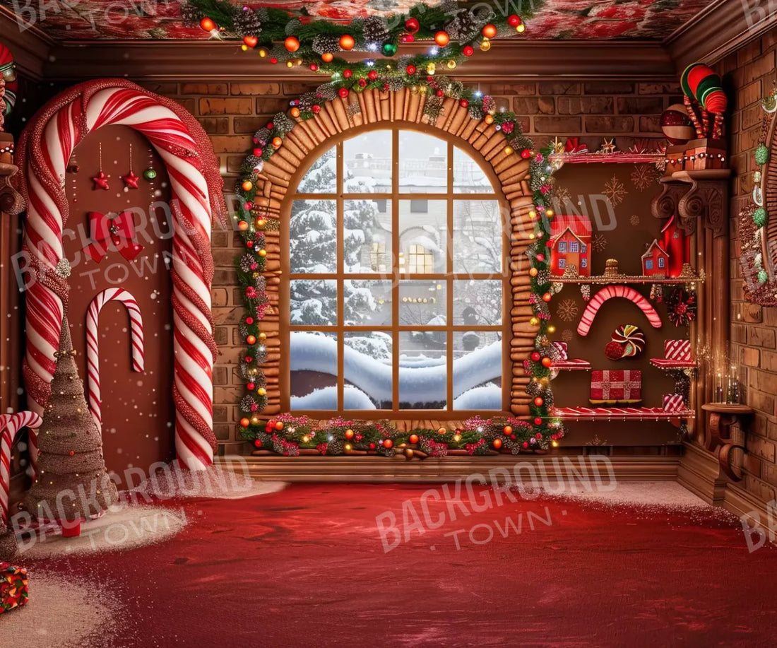 Gingerbread Window Ii 5’X4’2 Fleece (60 X 50 Inch) Backdrop