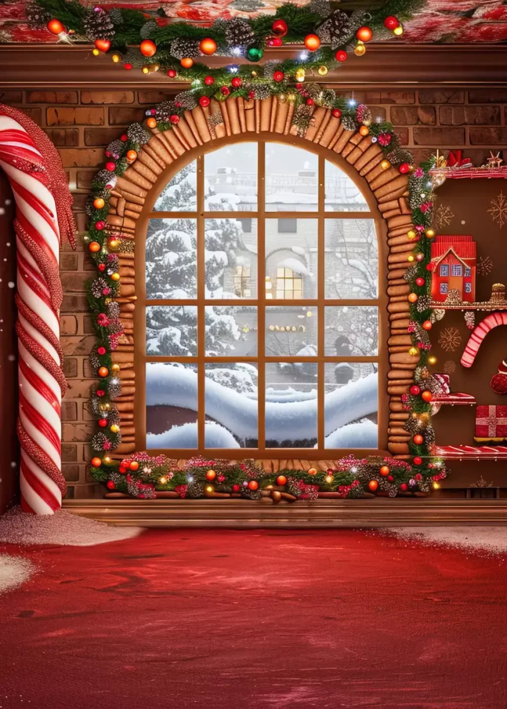 Gingerbread Window Ii 5’X7’ Ultracloth (60 X 84 Inch) Backdrop
